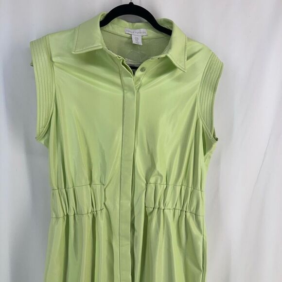 NWT House of Harlow 1960 Women's Lime Green Vegan Leather Midi Dress Medium - Picture 4 of 12